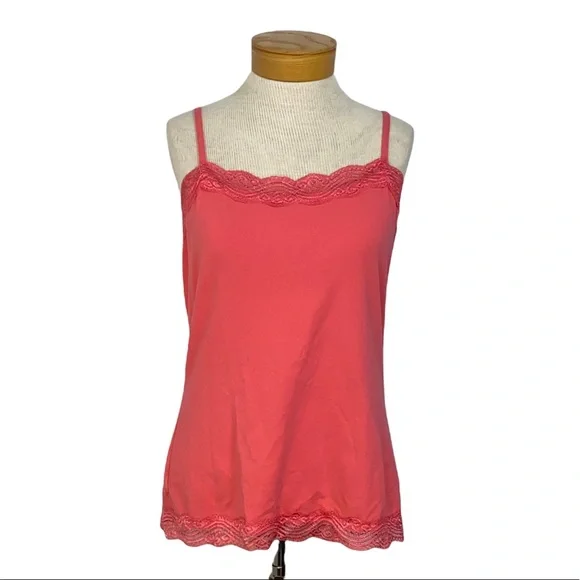 Ann Taylor Salmon Lace Trim Cami L - Picture 1 of 4